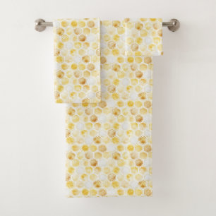 Gold Yellow Honeycomb Bath Towel Set