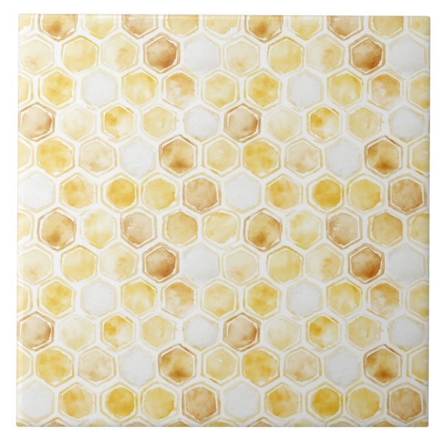 Gold Yellow Honeycomb   Ceramic Tile (Front)