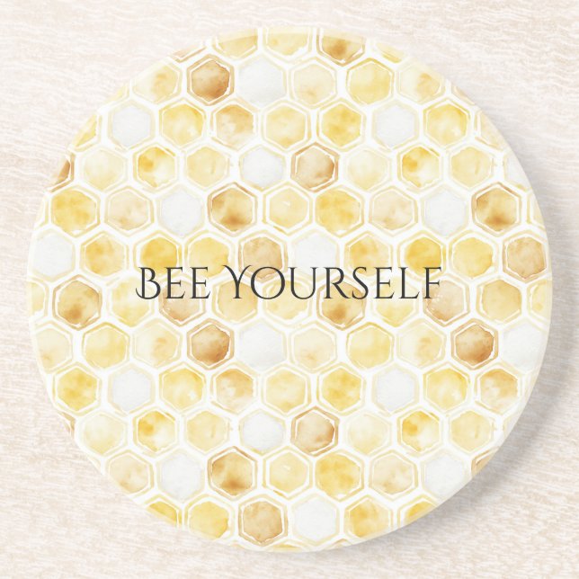 Gold Yellow Honeycomb   Coaster (Front)