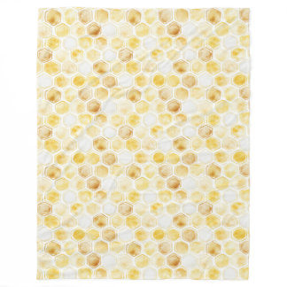 Gold Yellow Honeycomb   Fleece Blanket