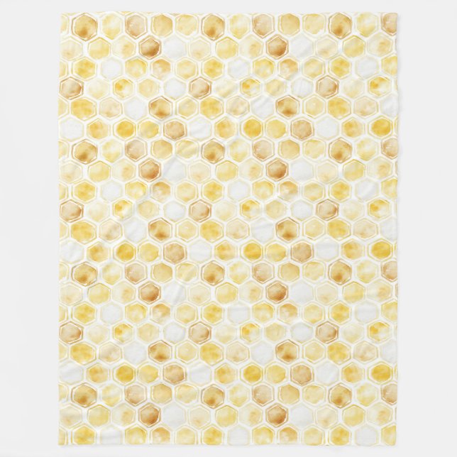 Gold Yellow Honeycomb   Fleece Blanket (Front)