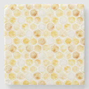 Gold Yellow Honeycomb Stone Coaster