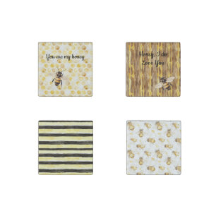 Gold Yellow Honeycomb   Stone Magnet