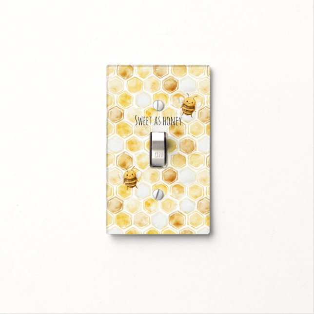 Gold Yellow Honeycomb Sweet Cute Honey Bee  Light Switch Cover (In Situ)