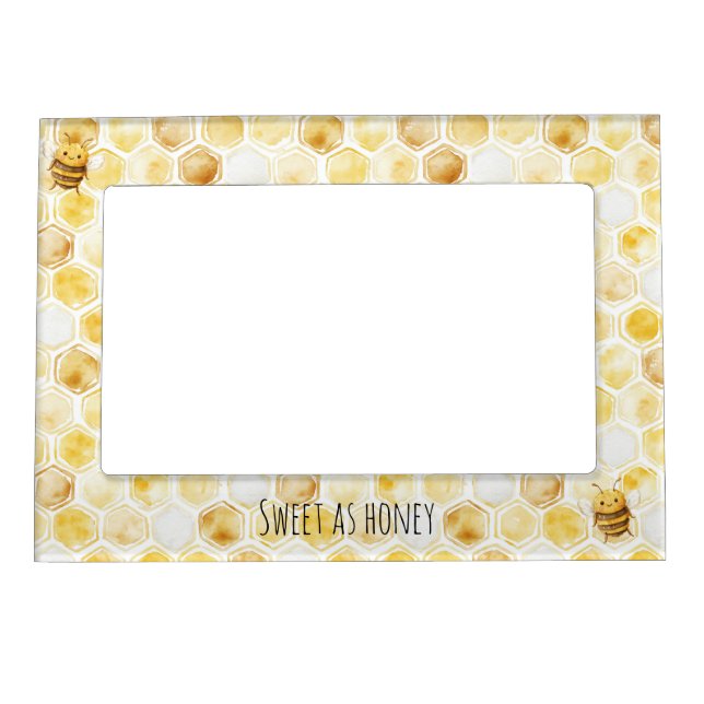 Gold Yellow Honeycomb Sweet Cute Honey Bee Magnetic Frame (Front)