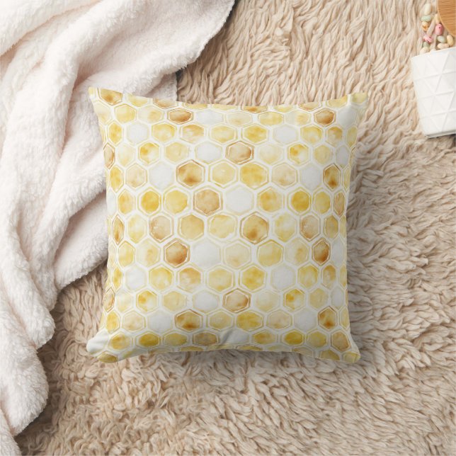 Gold Yellow Honeycomb   Throw Pillow (Blanket)