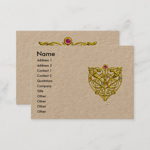 GOLD YELLOW HYPER VALENTINE HEART Kraft Paper Business Card