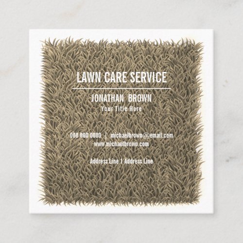 Gold Yellow Lawn service Gardener Square Business Card