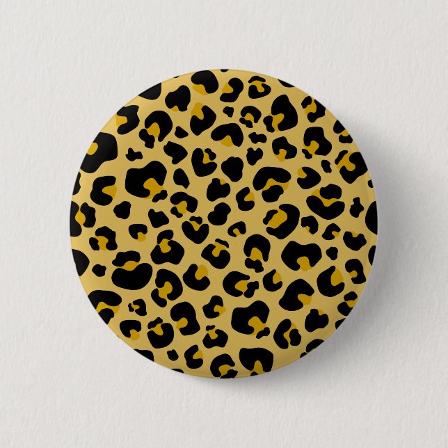 Gold yellow Leopard Cheetah Skin Print Pattern Button (Front)