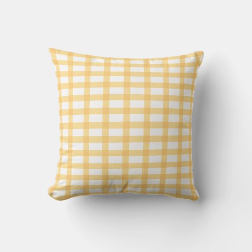 Gold Yellow Plaid Throw Pillow