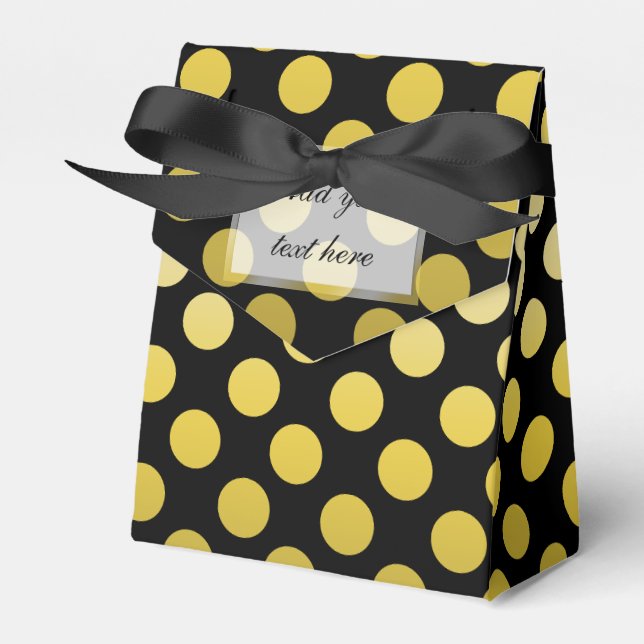 Gold Yellow Polka Dot on black Favor Boxes (Front Side)