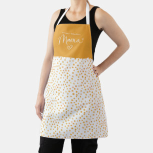 Gold Yellow Polka Dot Pattern Personalized Mama Apron