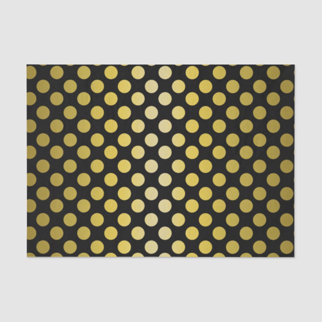 Gold Yellow Polka Dots on black Tissue Tissue Paper (Front)