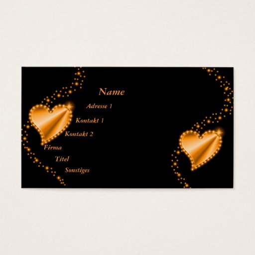 Customizable gold, yellow Rainbow Heart with Stars on black Business Card