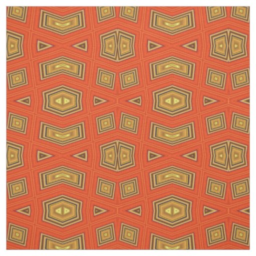 Gold Yellow Red Diamond Print Pattern Fabric