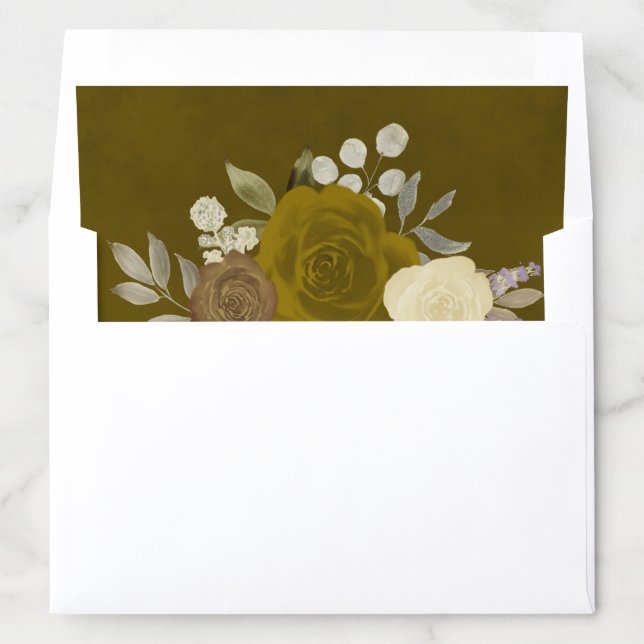 Gold & Yellow Roses Elegant Boho Chic Wedding  Envelope Liner (In Envelope)