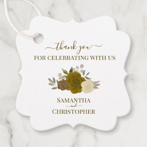 Gold  Yellow Roses Elegant Wedding Thank You Favor Tags