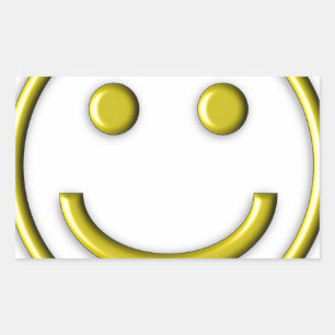Gold Yellow Smiley Smiling Face Emoji Funny Rectangular Sticker