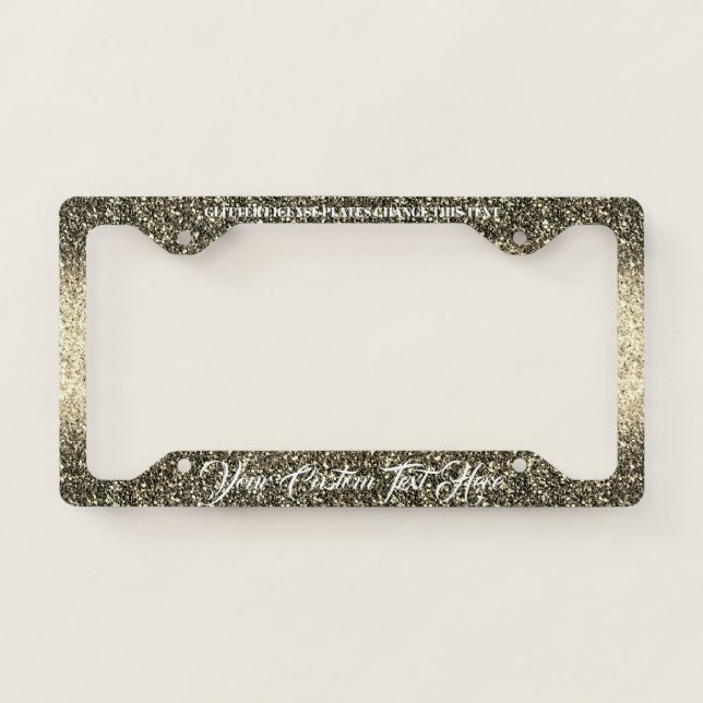 Gold Yellow Sparkle Bling Glitter Car License Plate Frame (Front)