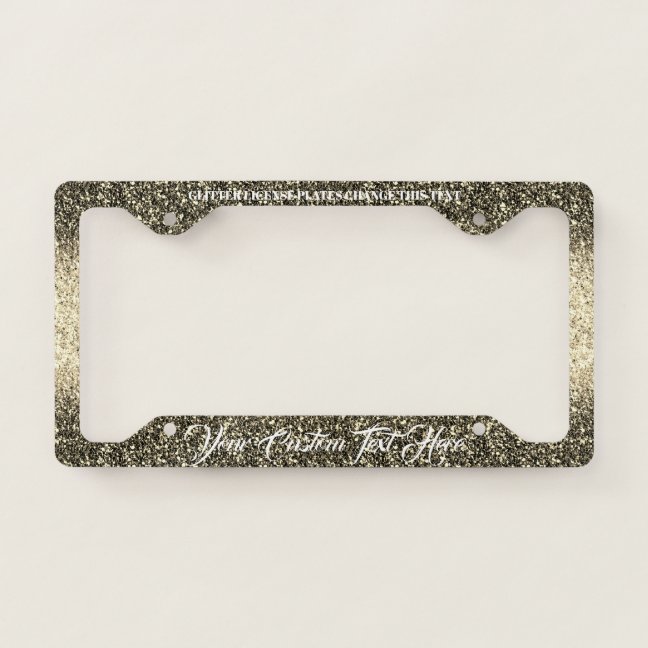 Gold Yellow Sparkle Bling Glitter Car License Plate Frame