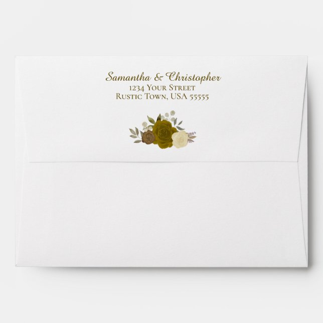 Gold & Yellow Watercolor Floral Elegant Wedding Envelope (Back (Top Flap))