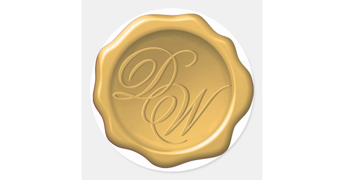 Monogram Gold Wax Envelope Seal Wedding Stickers