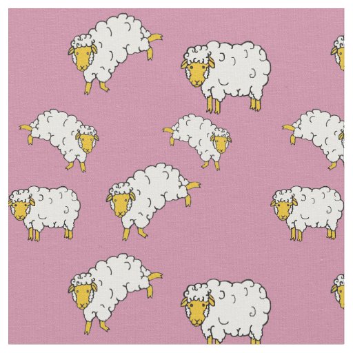 Gold/yellow/white sheep/little lambs on pink fabric
