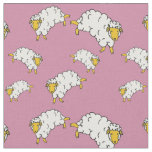 Gold/yellow/white sheep/little lambs on pink fabric