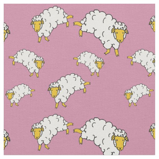 Gold/yellow/white sheep/little lambs on pink fabric