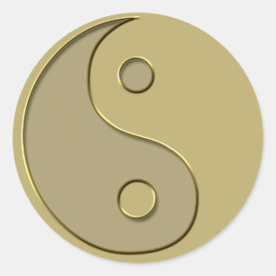 gold yin yang classic round sticker