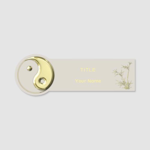 Gold Yin Yang Name Tag