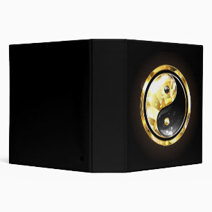 Gold Yin Yang on black 3 Ring Binder