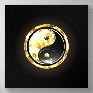 Gold Yin Yang on black Acrylic Photo Tile