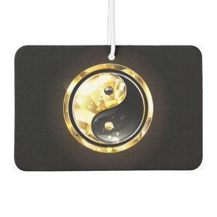Gold Yin Yang on black Air Freshener