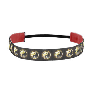 Gold Yin Yang on black Athletic Headband