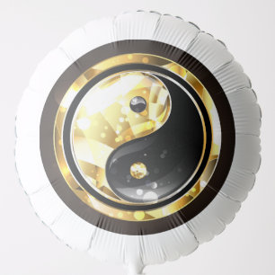 Gold Yin Yang on black Balloon