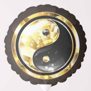 Gold Yin Yang on black Balloon