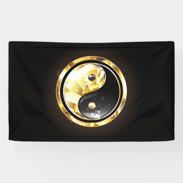 Gold Yin Yang on black Banner (Horizontal)