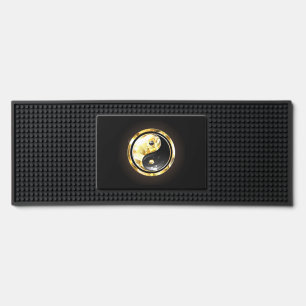 Gold Yin Yang on black Bar Mat