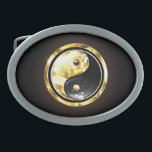 Gold Yin Yang on black Belt Buckle<br><div class="desc">Jewelry,  gold and black yin yang symbol on a black background. Gold yin yang.</div>