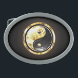 Gold Yin Yang on black Belt Buckle<br><div class="desc">Jewelry,  gold and black yin yang symbol on a black background. Gold yin yang.</div>