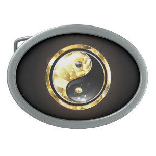 Gold Yin Yang on black Belt Buckle