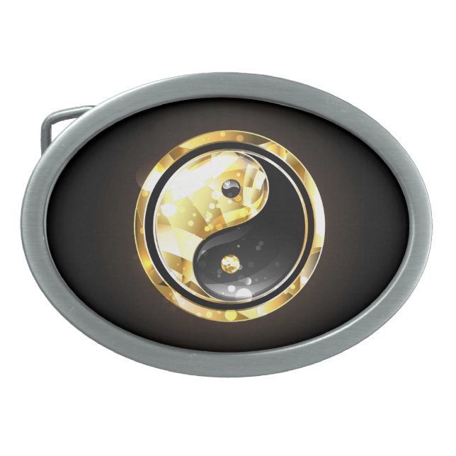Gold Yin Yang on black Belt Buckle (Front)