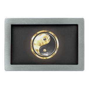 Gold Yin Yang on black Belt Buckle