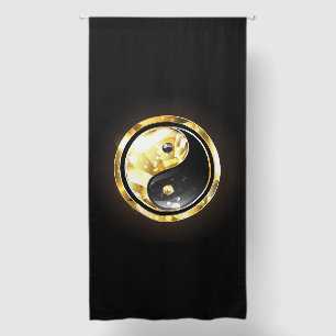 Gold Yin Yang on black Blackout Curtains