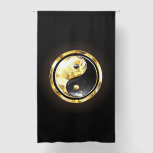 Gold Yin Yang on black Blackout Curtains