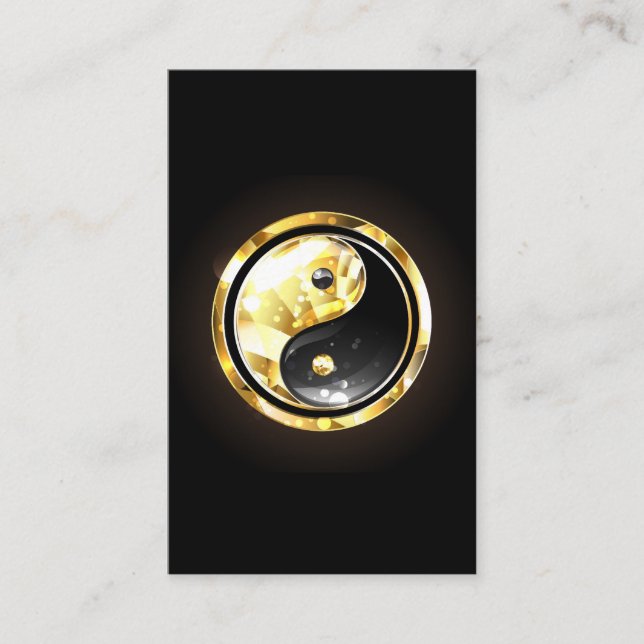 Gold Yin Yang on black Business Card (Front)
