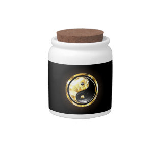 Gold Yin Yang on black Candy Jar