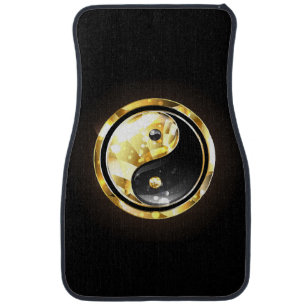 Gold Yin Yang on black Car Floor Mat