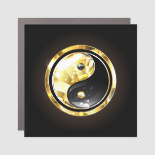 Gold Yin Yang on black Car Magnet